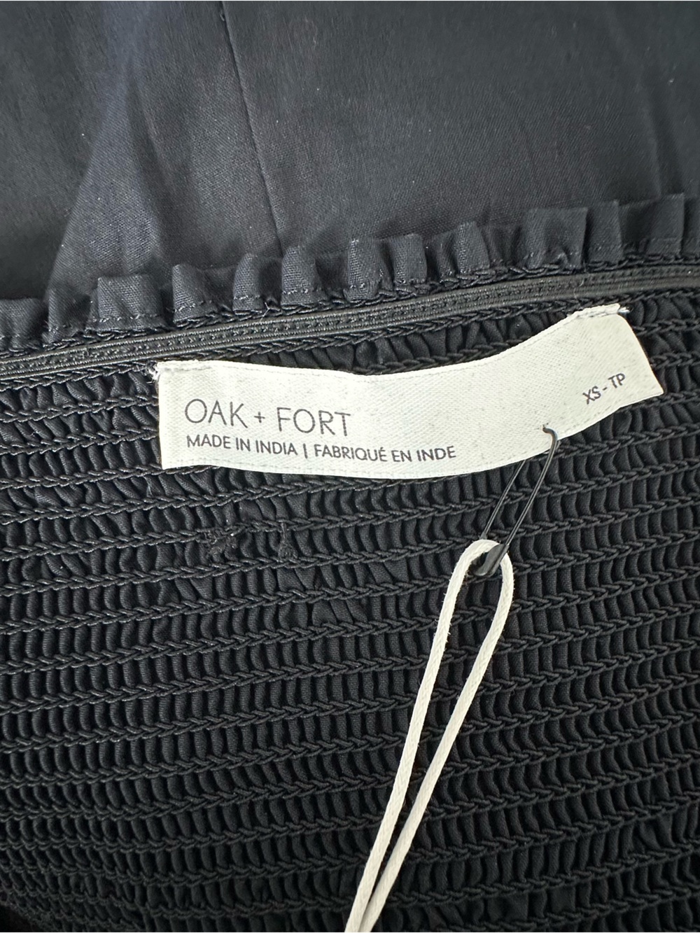 NWT Oak + Fort Black Long-Sleeve Square-Neck Babydoll Mini Dress - Picture 5 of 7